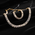 Conjunto Riviera Cravejado - colar e pulseira semijoia dourada cravejada